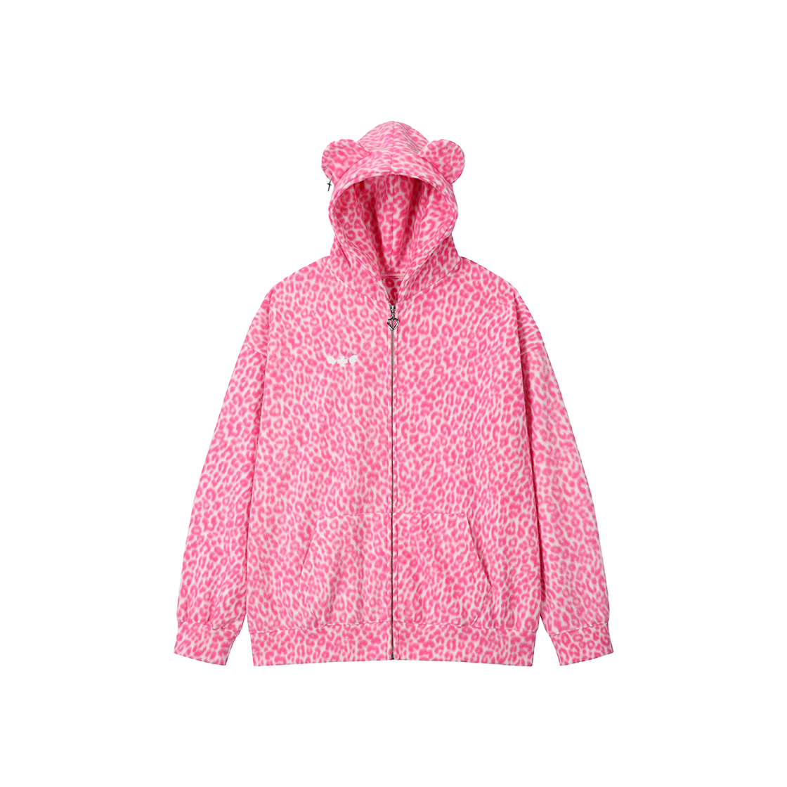 클럿 스튜디오 테디 레오파드 집업 후드 핑크(Clut Studio Teddy Leopard Zip-Up Hoodie Pink)