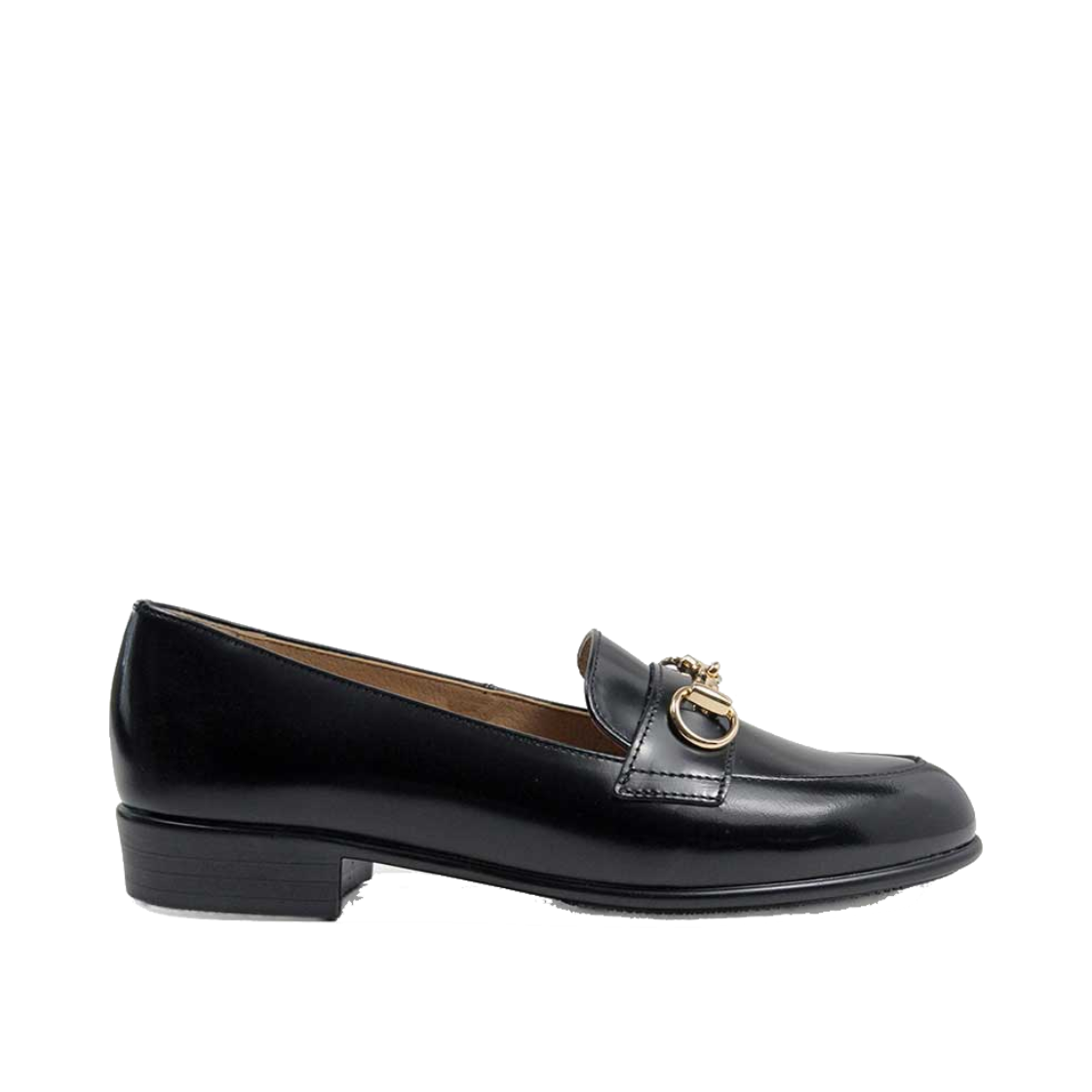 하루타 158-블랙 여성 가죽 홀스빗 로퍼(Haruta 158-BLACK Leather Horsebit Loafer)