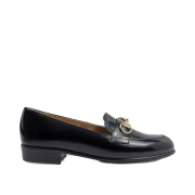 Haruta 158-BLACK Leather Horsebit Loafer