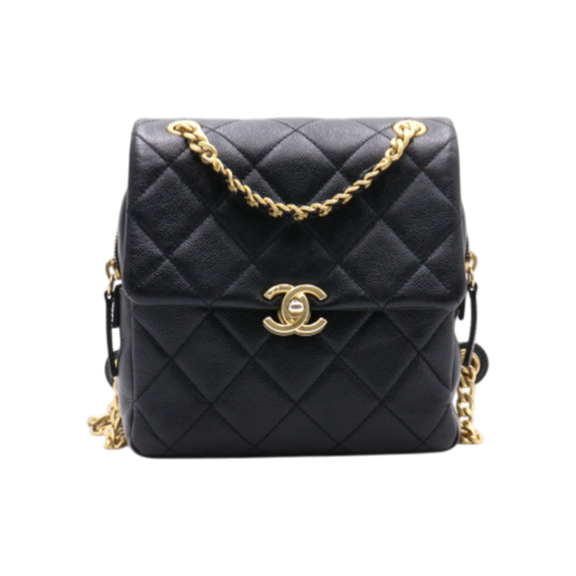 샤넬 AS3108 블랙 캐비어 멜로디 금장 체인 토트백 겸 여성 백팩 aa35235(Chanel AS3108 Black Caviar Melody Gold Chain Tote Backpack AA35235) - 1