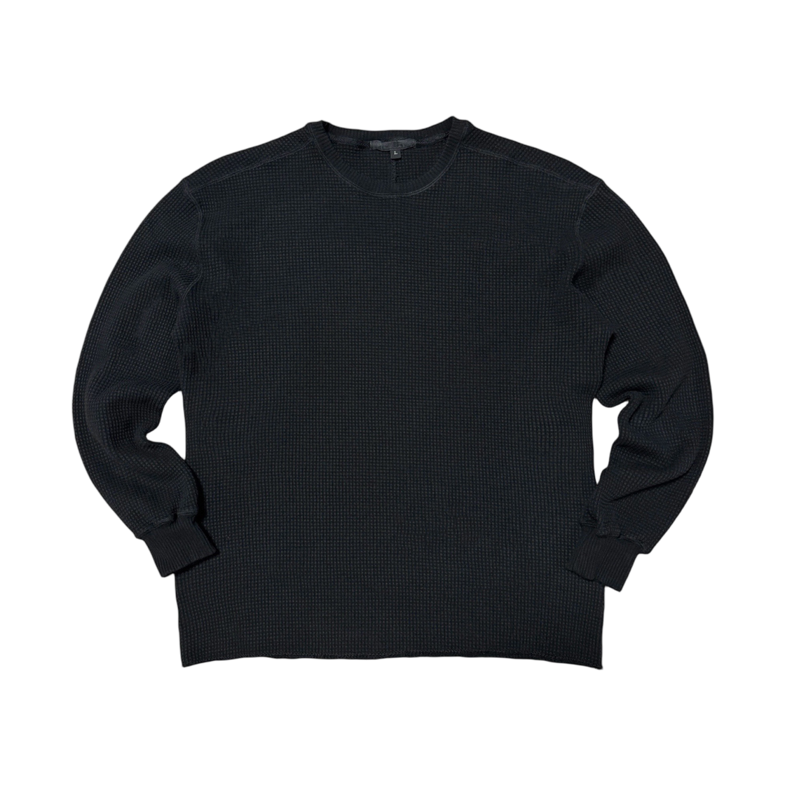 - HTAE 90's Vintage Thermal Sleeve T-shirts Black Faded