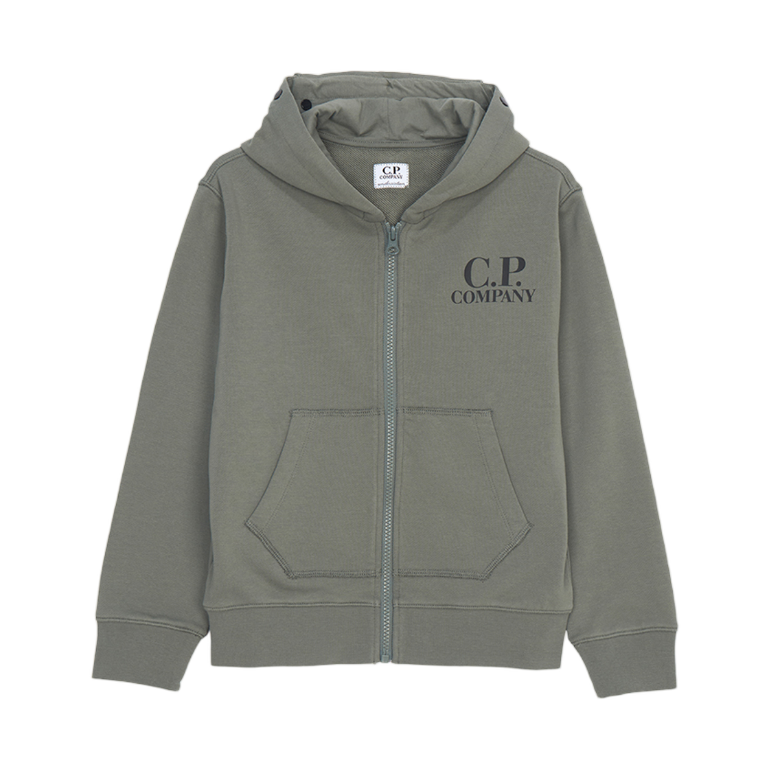(키즈) C.P. 컴퍼니 후드 집업 카키 - 25SS((Kids) C.P. Company Hood Zip Up Khaki - 25SS)