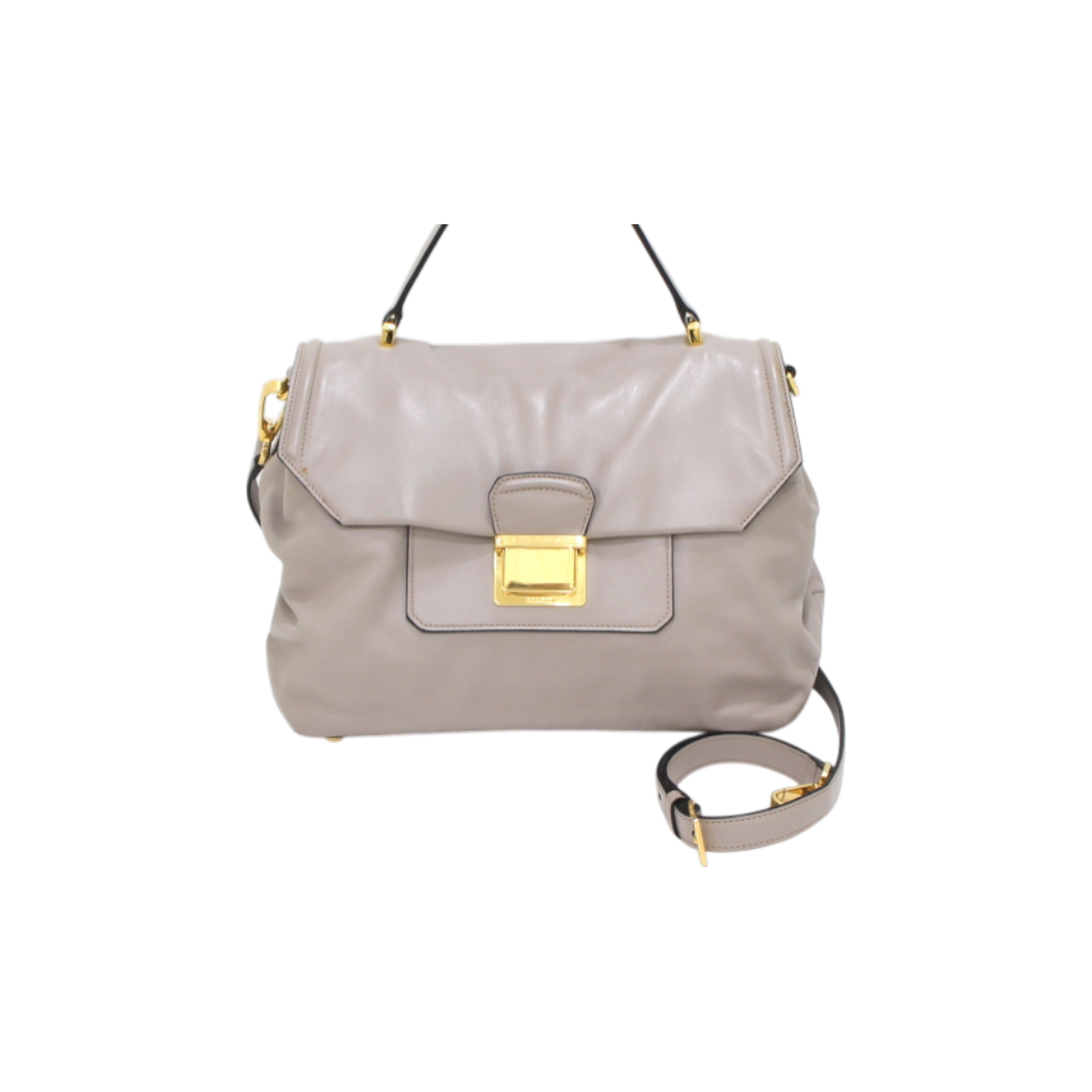 ITOPRH94EH98 Miu Miu RN1079 Gray Vitello Soft Leather Flap Tote & Shoulder Bag AA40294