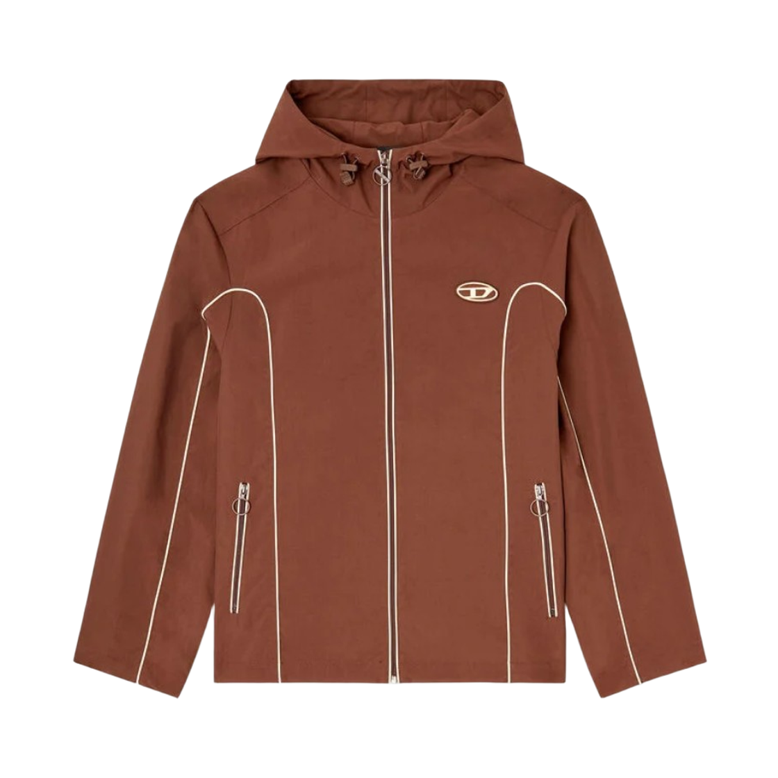A061490DGAM-7FG Diesel J-Hives Windbreaker with Contrast Piping Brown