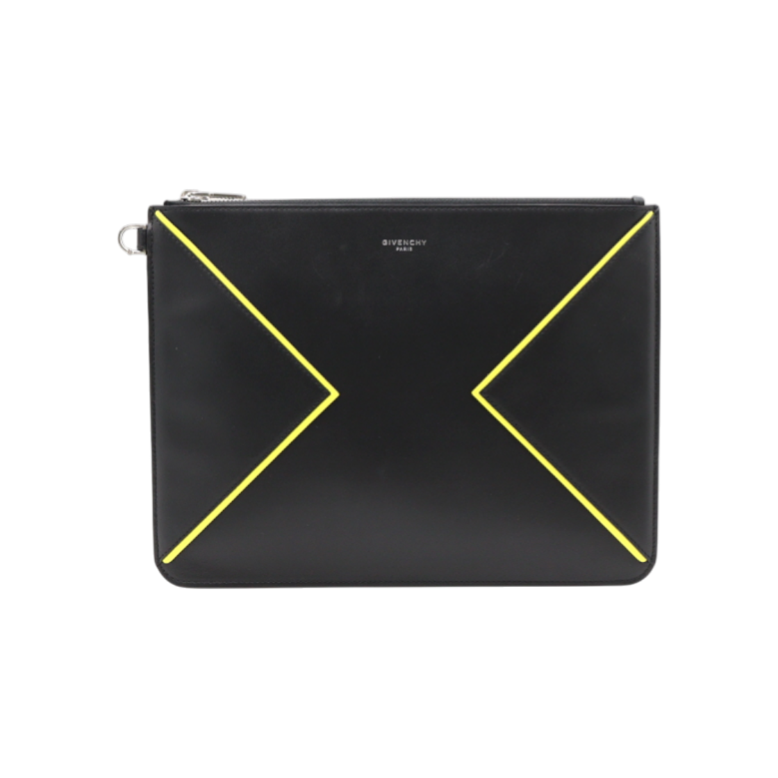 ITRVAJ5JDQBV Givenchy Black Leather Panel Logo Print Unisex Clutch Bag AA39587