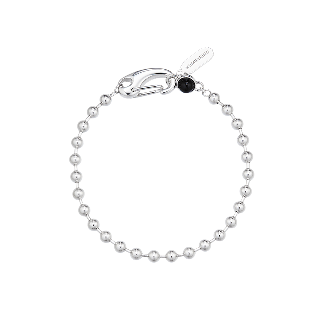 N25MB08 NUMBERING #5975 Ball Chain Bracelet with Carabiner Clasp Silver