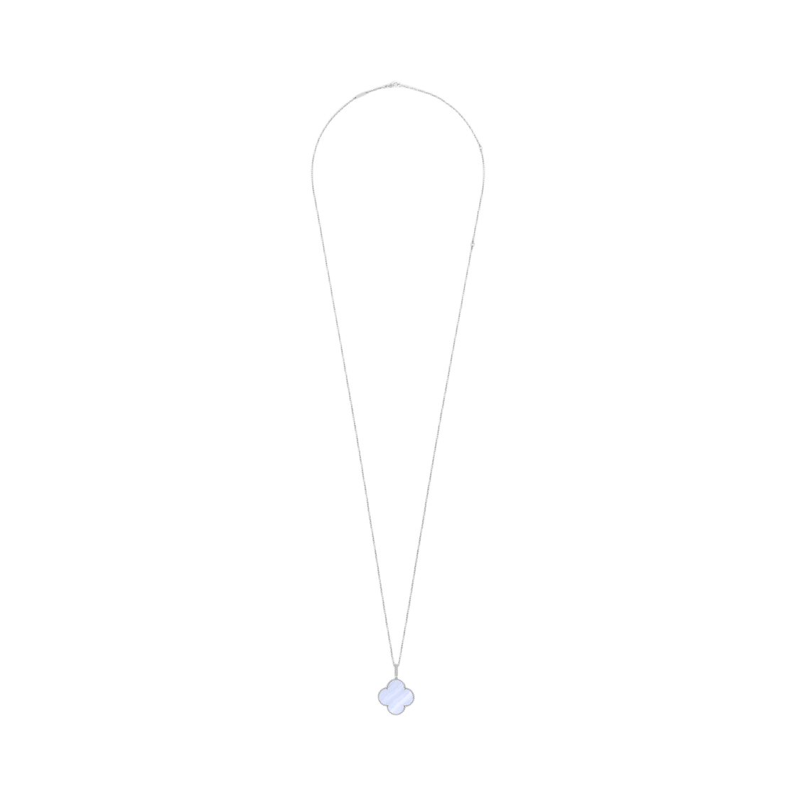 (W) 반 클리프 & 아펠 매직 알함브라 롱 네크리스 1 모티브 18K 화이트 골드 칼세도니((W) Van Cleef & Arpels Magic Alhambra Long Necklace 1 Motif 18K White Gold Chalcedony) - 1