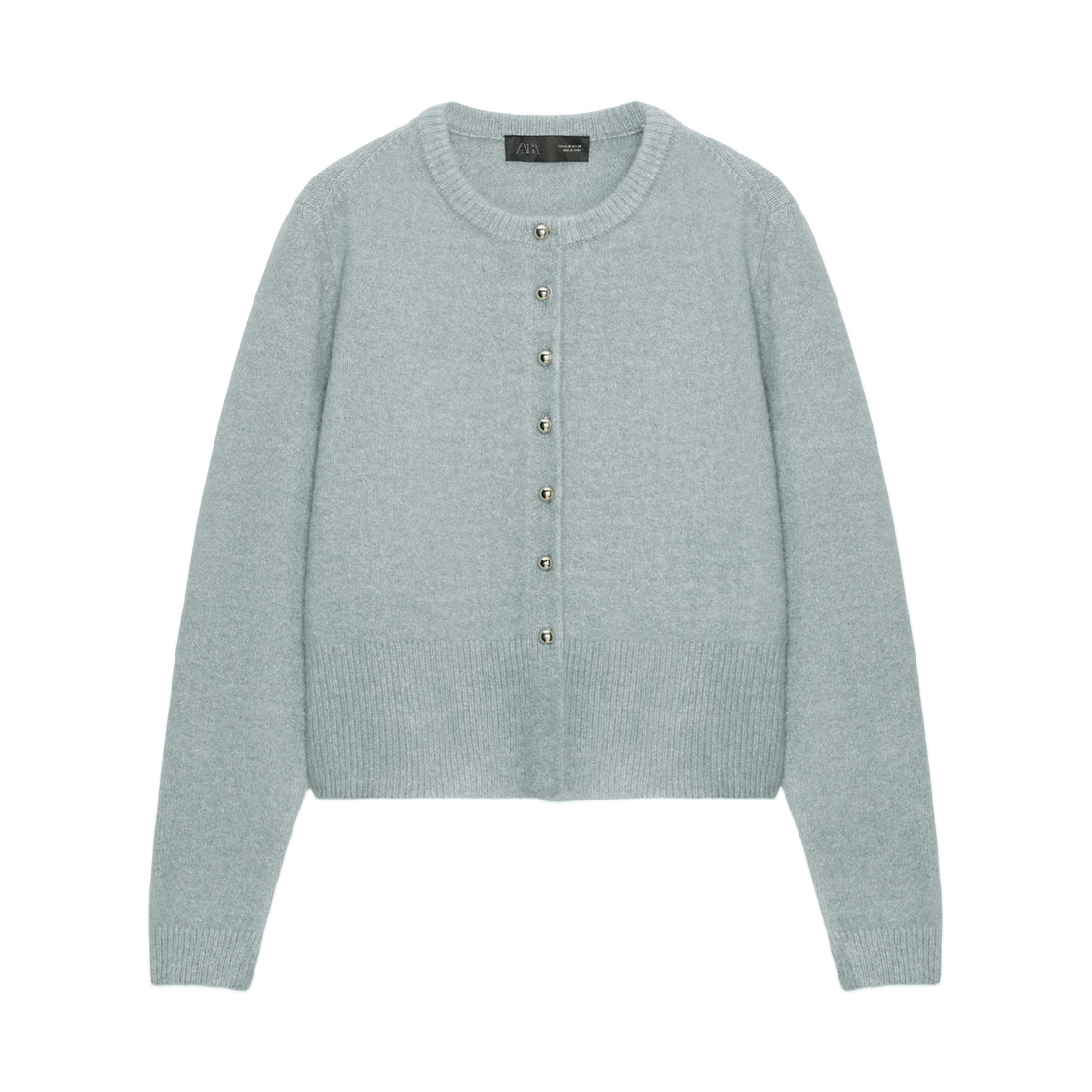 (W) 자라 볼 버튼 가디건 그레이 블루((W) Zara Cardigan With Ball Buttons Grey/Blue)