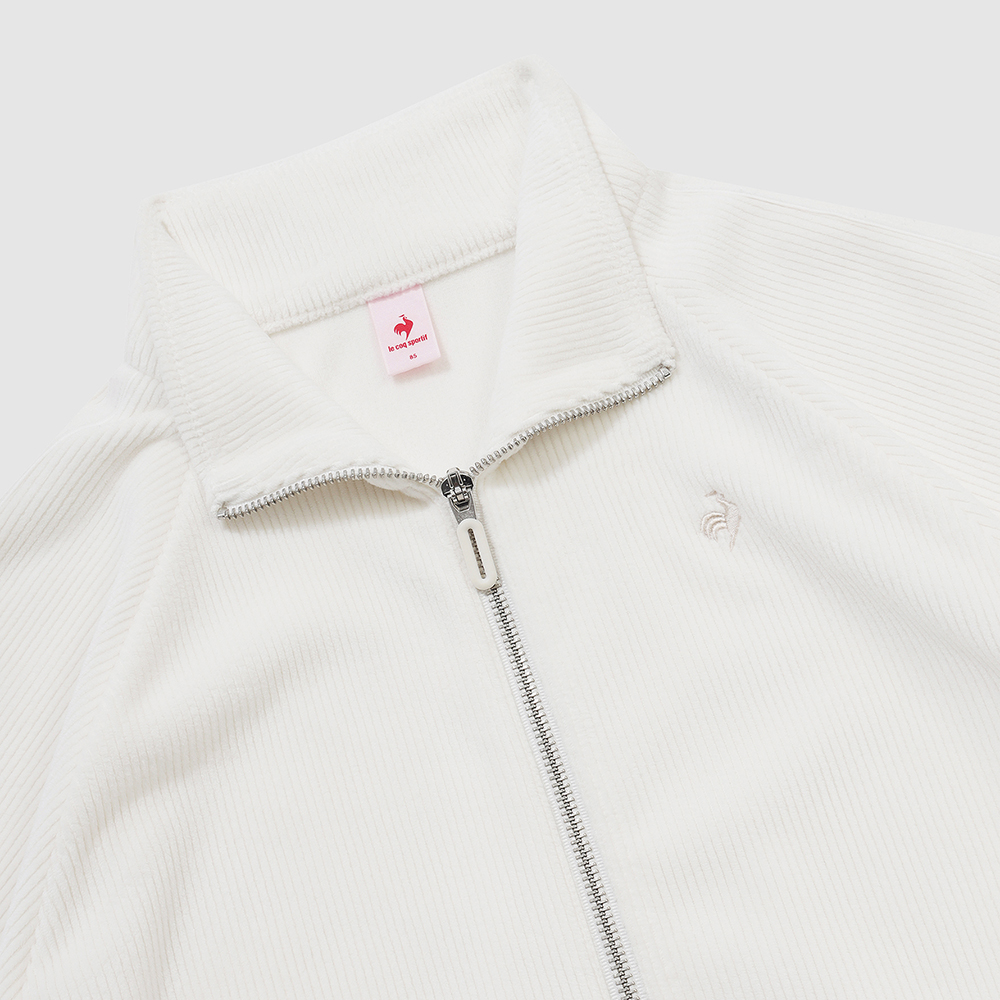 르꼬끄 스포르티브 여성 루즈핏 벨듀로이 하이넥 집업 - 아이보리 QQ422OFTO3(le coq sportif Women's Loose-Fit Velduroy High-Neck Zip-Up Jacket Ivory) - 5