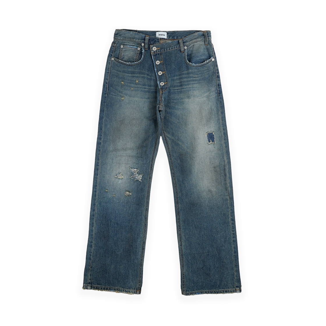 SST25FW011 smallstupidtunes Aged Twisted Straight Denim Pants Vintage Blue