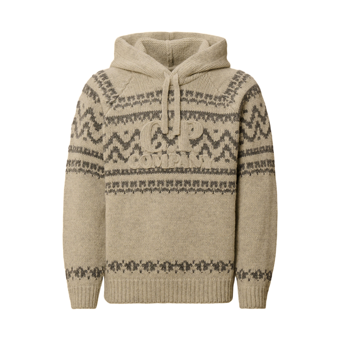 C.P. 컴퍼니 자카드 울 후드 스웨터 화이트 - 25FW(C.P. Company Jacquard Wool Hooded Sweater White - 25FW)