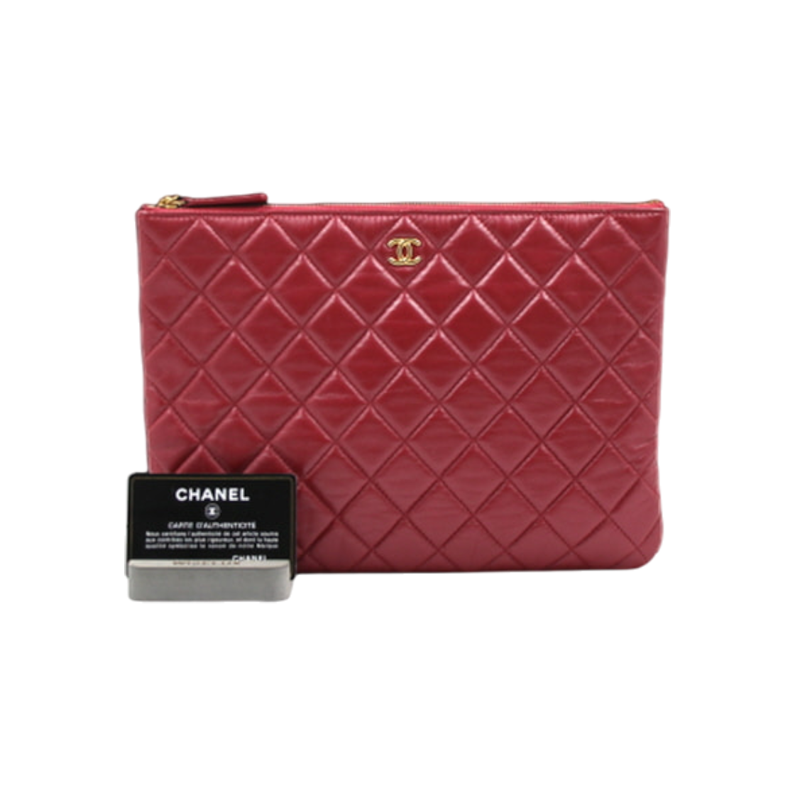 IT8PIMHKTTB9 Chanel Gold CC Pearl Charm Lambskin New Medium Clutch Bag