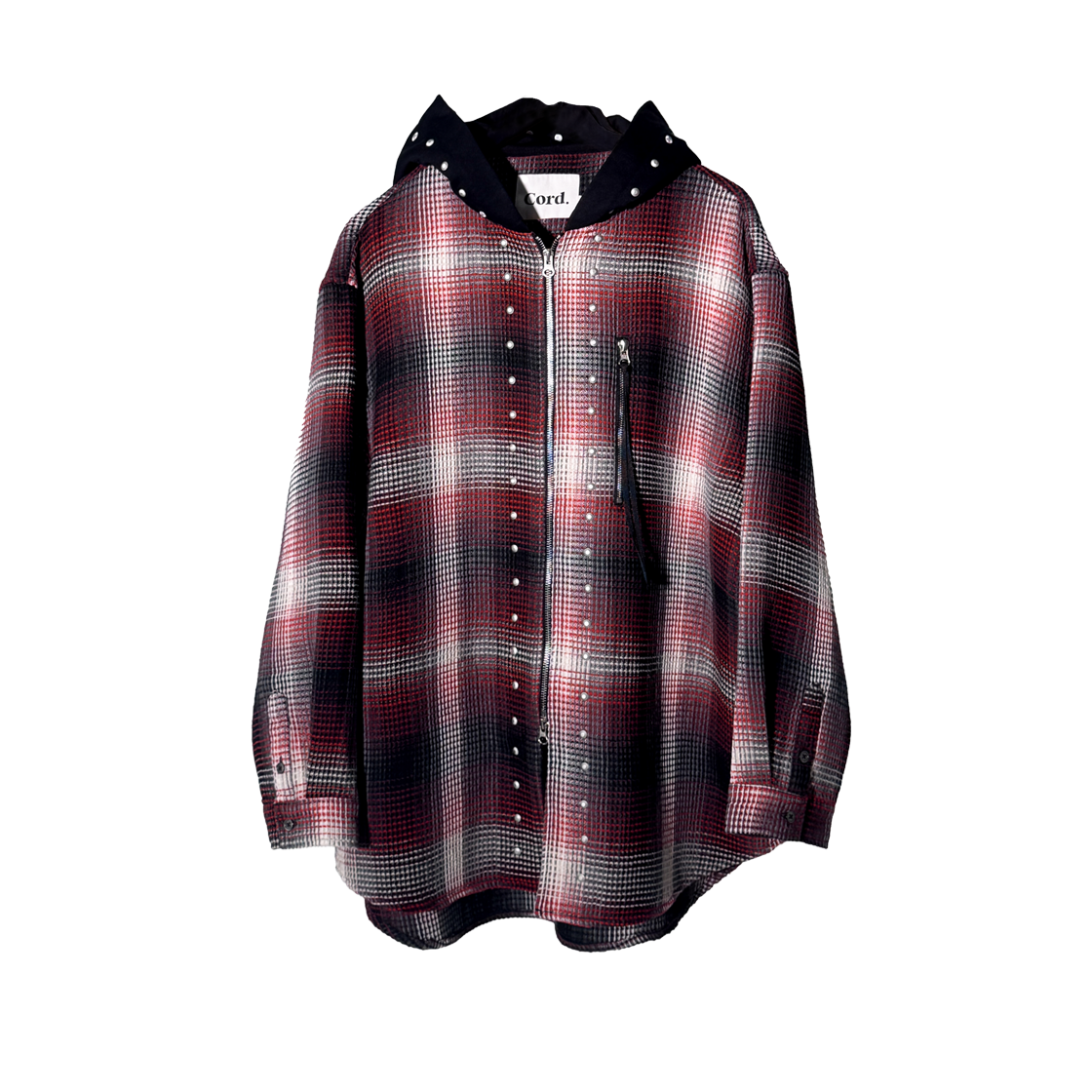 코드 지퍼포켓 후디드 스터드 셔츠 레드(Cord Zip-Pocket Hooded Stud Shirt Red)