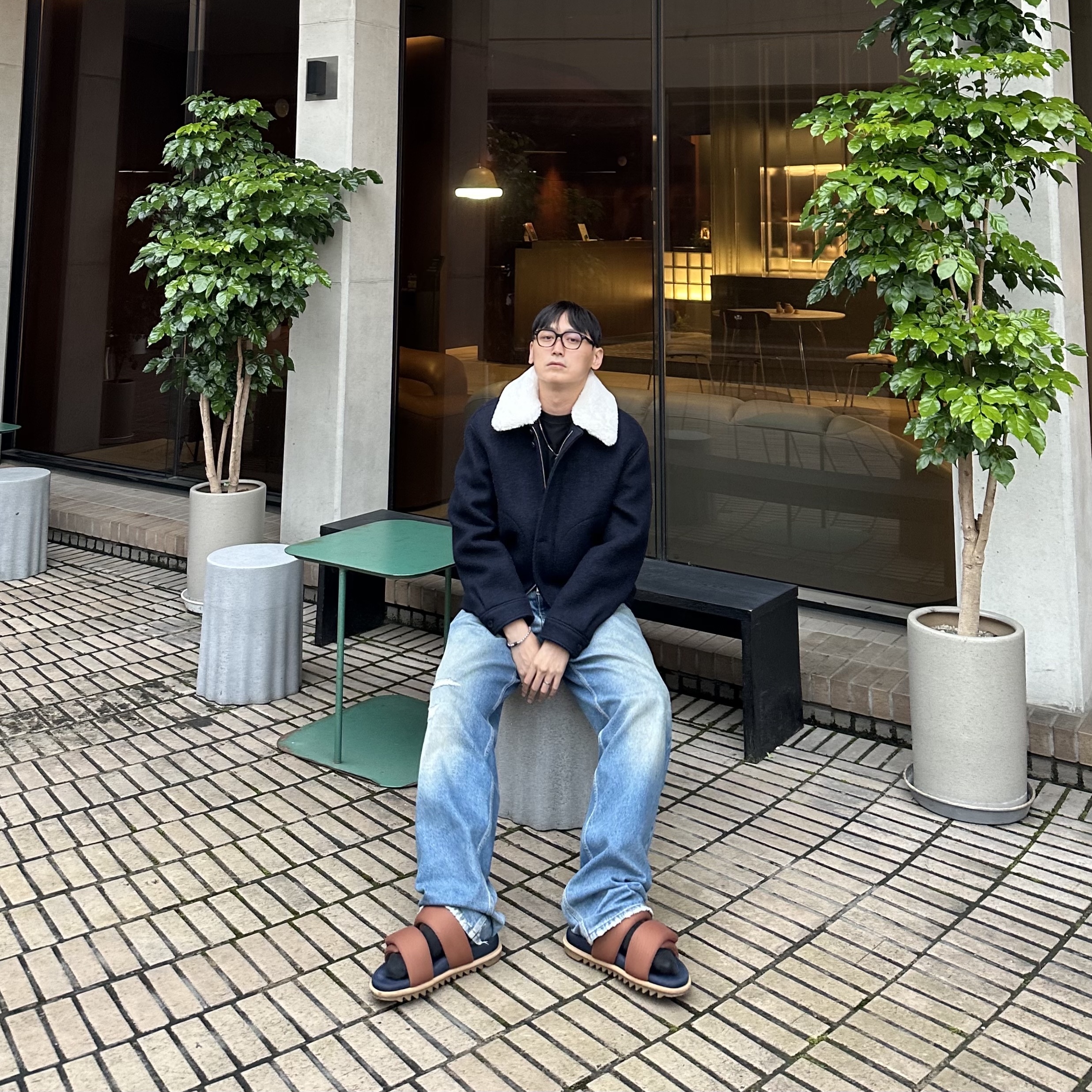 MM6 Maison Margiela 5 Pocket Denim Pants Blue 착용 스타일 - 2