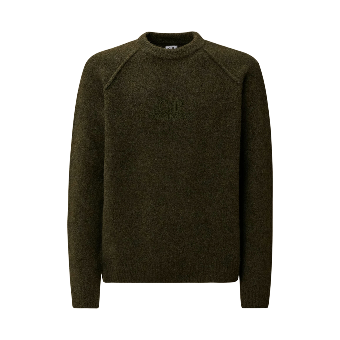 C.P. 컴퍼니 엑스트라파인 메리노 Wool Raglan Crewneck 스웨터 딥 포레스트 그린 - 25FW(C.P. Company Extrafine Merino Wool Raglan Crewneck Sweater Deep Forest Green - 25FW) - 1