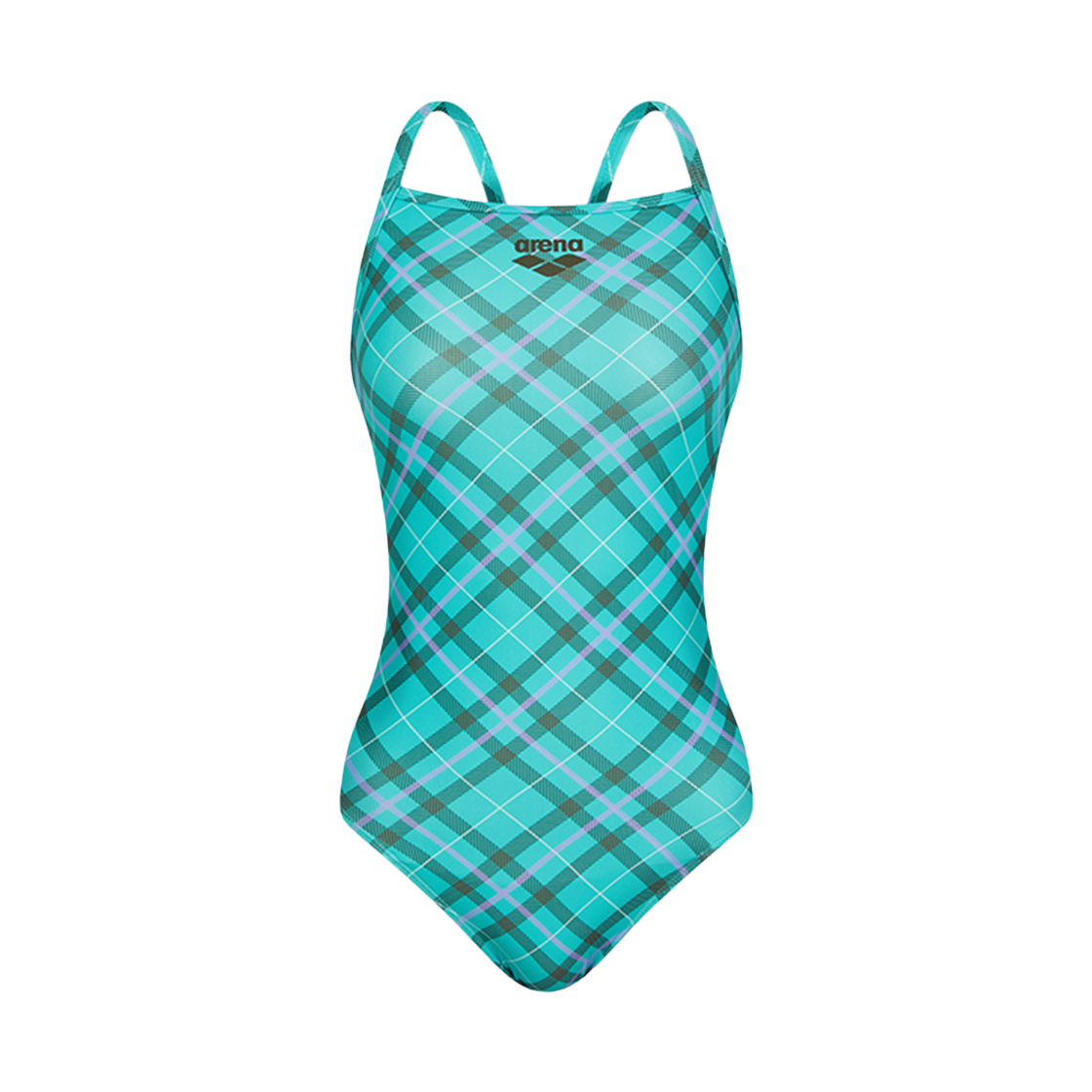 A5FL1LO12JAD ARENA Knit Check One-piece Cross Strap Back Jade