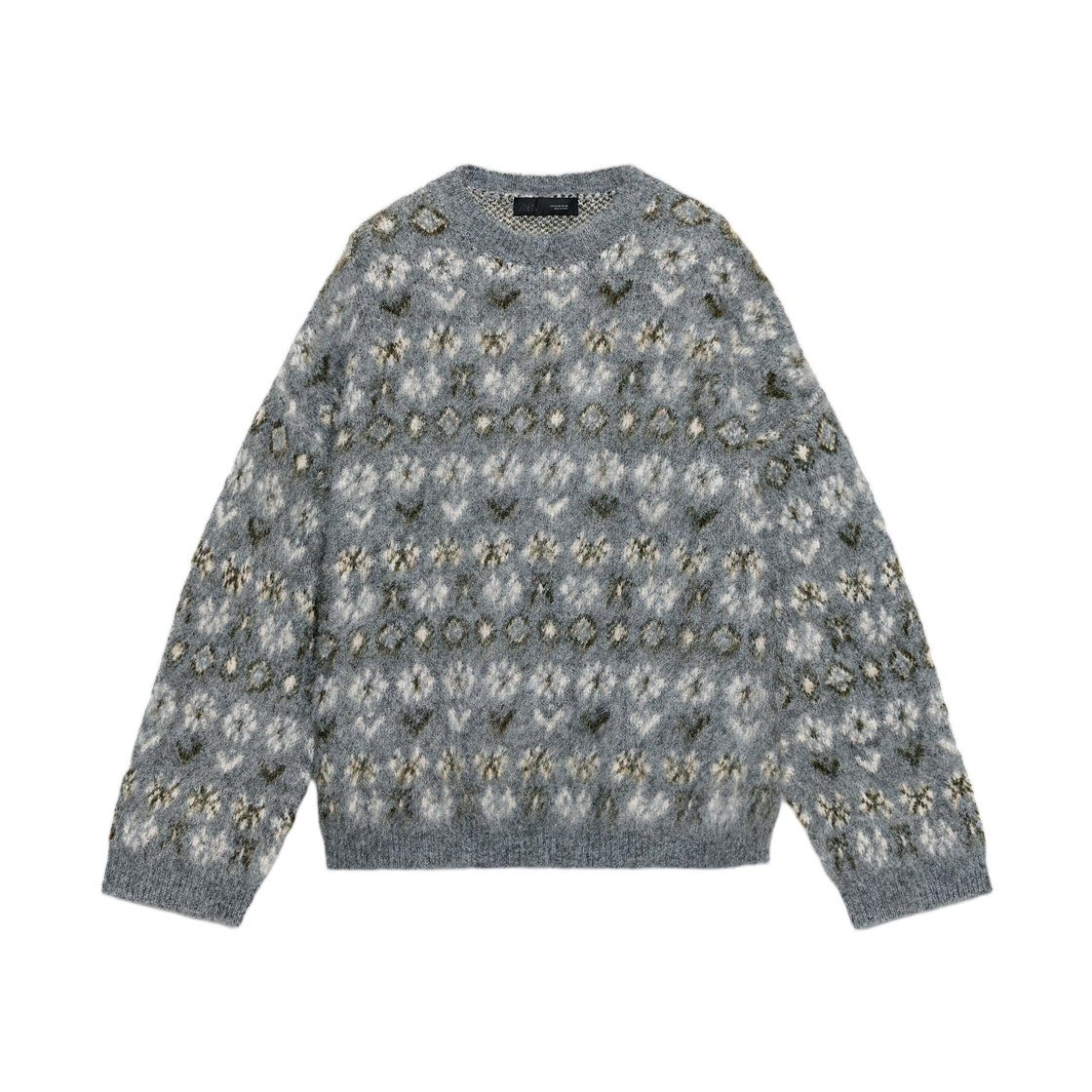 (W) 자라 브러시드 이펙트 자카드 니트 점퍼 그레이((W) Zara Brushed Effect Jacquard Knit Jumper Grey) - 1