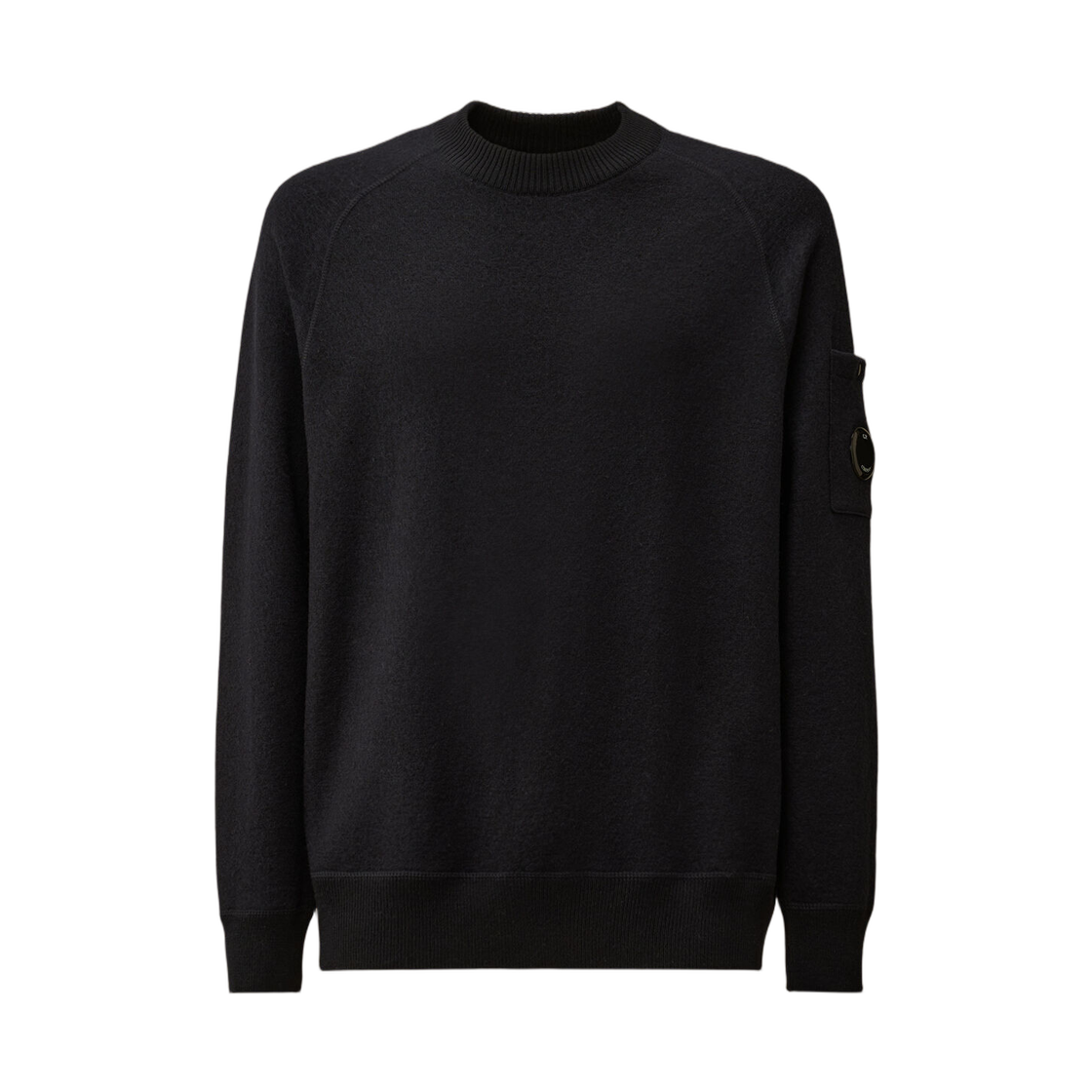 C.P. 컴퍼니 메리노 울 펠티드 크루넥 렌즈 스웨터 토탈 이클립스 블루 - 25FW(C.P. Company Merino Wool Felted Crewneck Lens Sweater Total Eclipse Blue - 25FW)