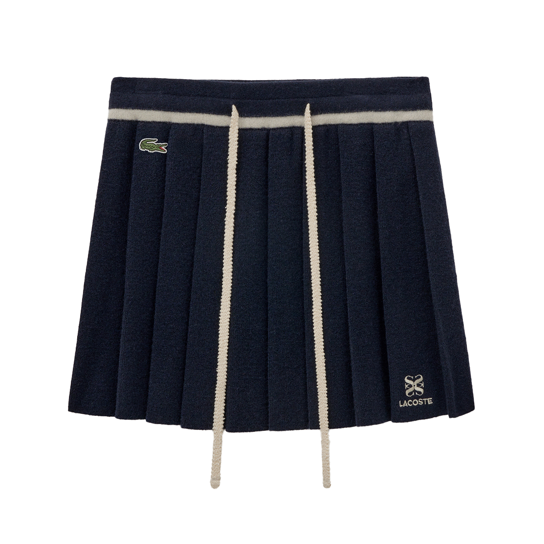 라코스테 X 세터 우먼 플리츠 미니 스커트 네이비