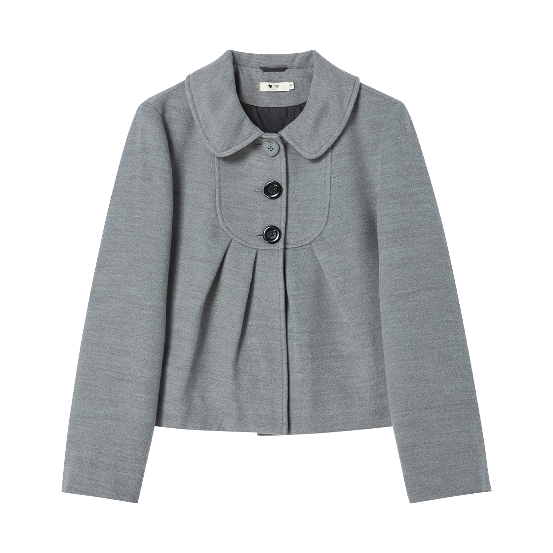 RG_25_FW1_CO_03 Rogin N Rosie Rosie Heart Button Half Coat Gray