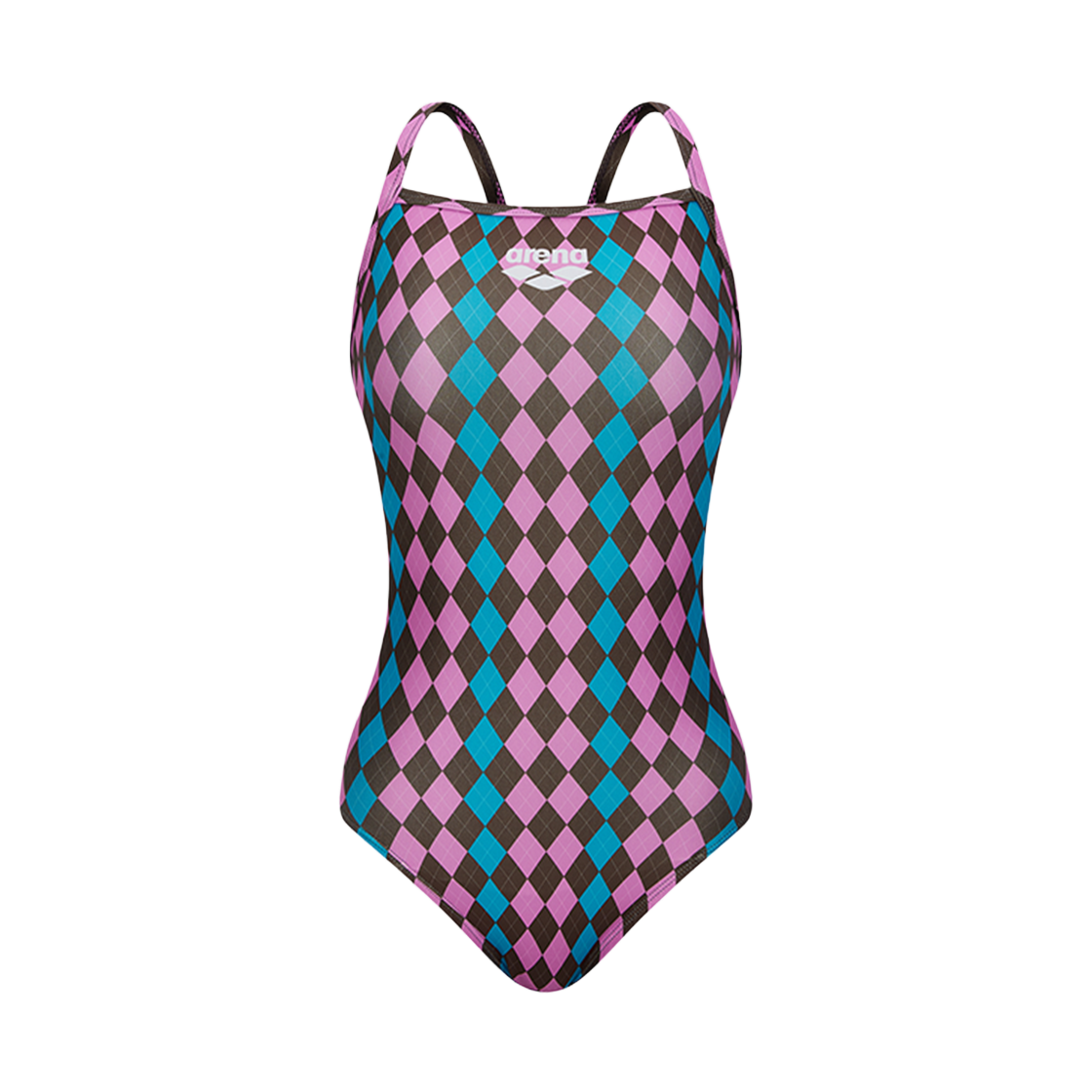 A5FL1LO11PNK ARENA Knit Argyle One-piece Cross Strap Back Pink