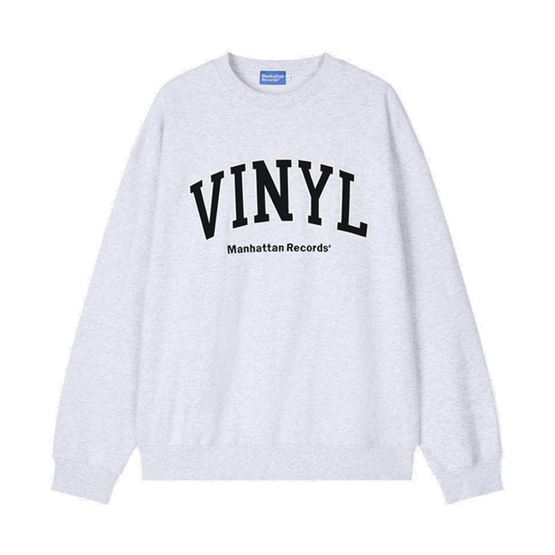 MR25CR004LG Manhattan Records VINYL Logo Crew Neck - Light Grey