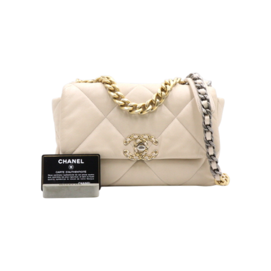 샤넬 AS1160 22시즌 샤넬19 베이지 스몰 미듐 플랩백 토트백 겸 숄더백 크로스백 aa31534(Chanel AS1160 22SS Chanel 19 Beige Small Medium Flap Tote Shoulder Crossbody Bag AA31534)