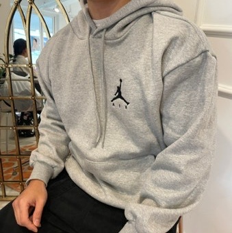 Jordan Essential Fleece Pullover Hoodie Carbon Heather - Asia 착용 스타일