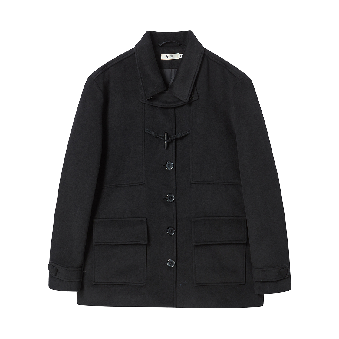 RG_25_FW1_CO_04 Rogin N Rosie Duffel Point Mono Half Coat Black
