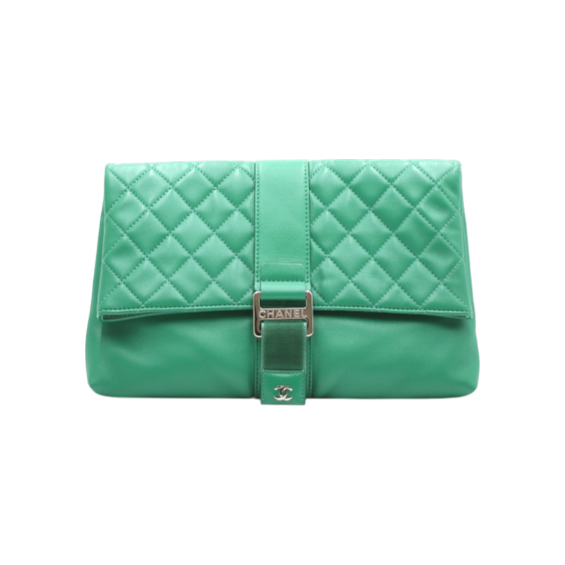 ITMEWBTWTG3M Chanel Limited Edition Fold-Over Green Grip Clutch Bag