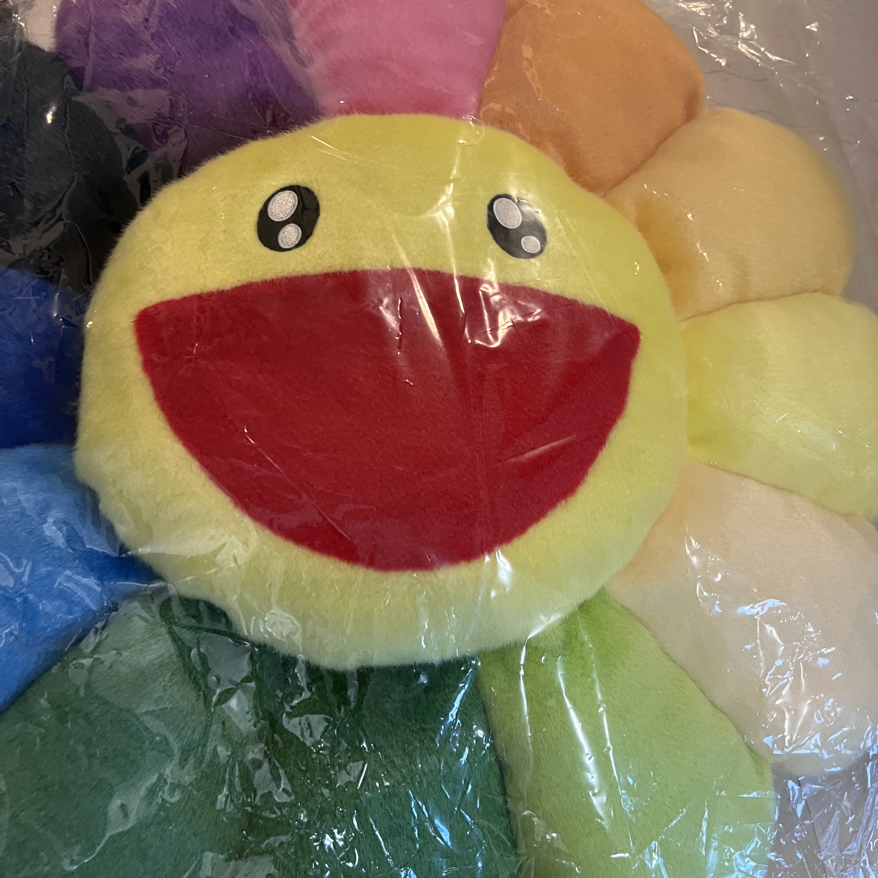 Kaikai Kiki Flower Cushion 60cm Rainbow 착용 스타일