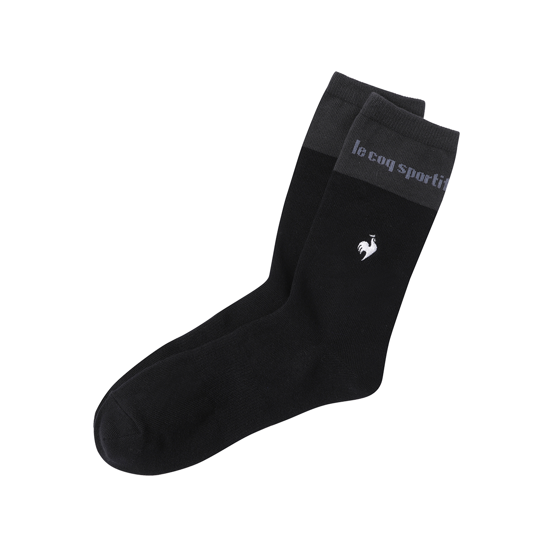 QQ323ASC91_BLK0 le coq sportif Jacquard Volume Logo High Socks Black