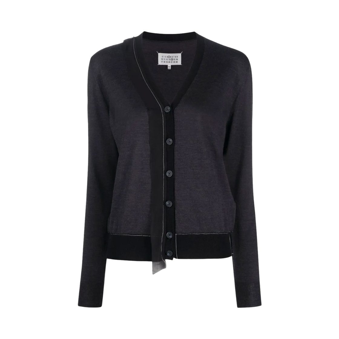 SI0HA0007S17800005F (W) Maison Margiela Back Stitch Wool Blend Cardigan Dark Grey