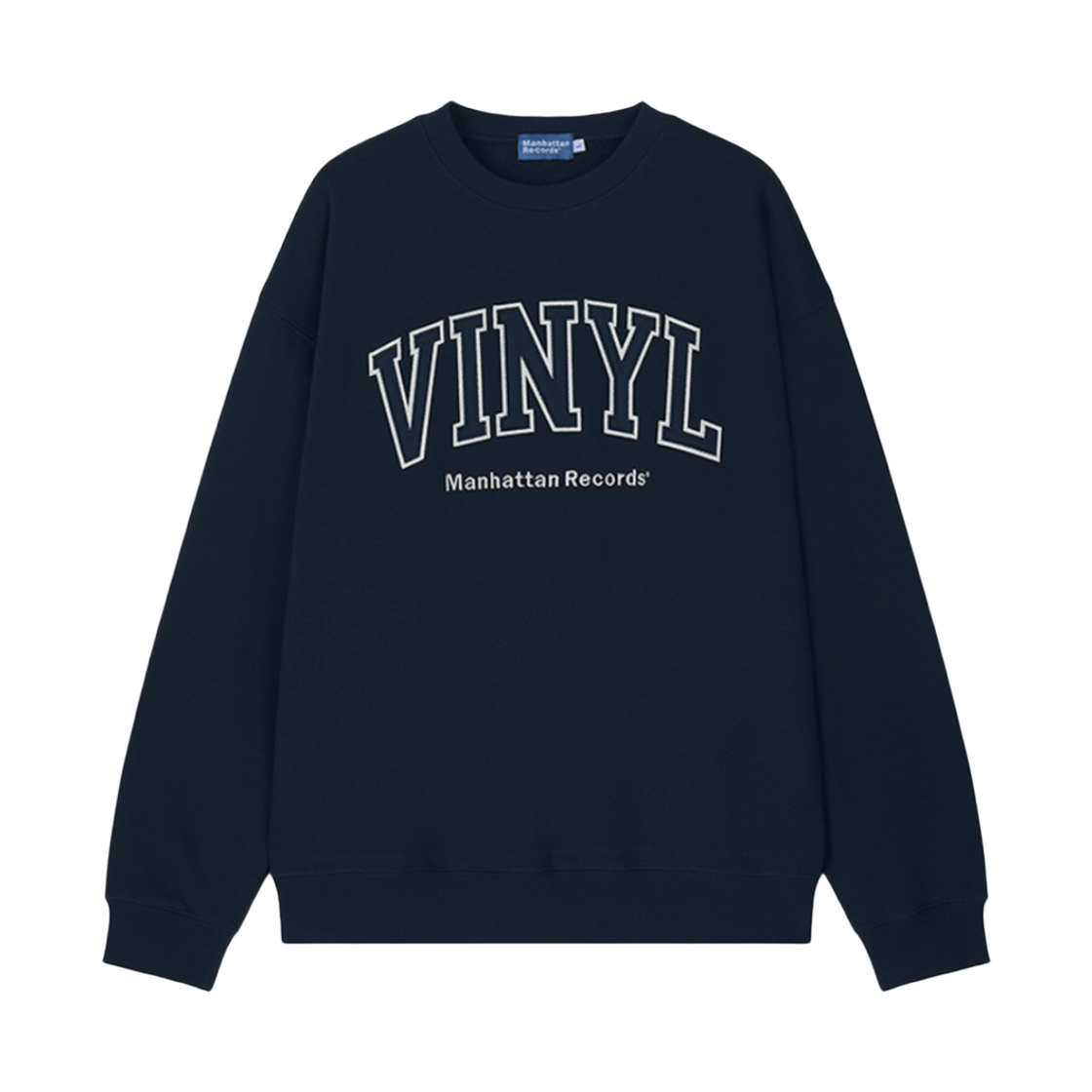 MR25CR004NA Manhattan Records VINYL Logo Crew Neck - Navy