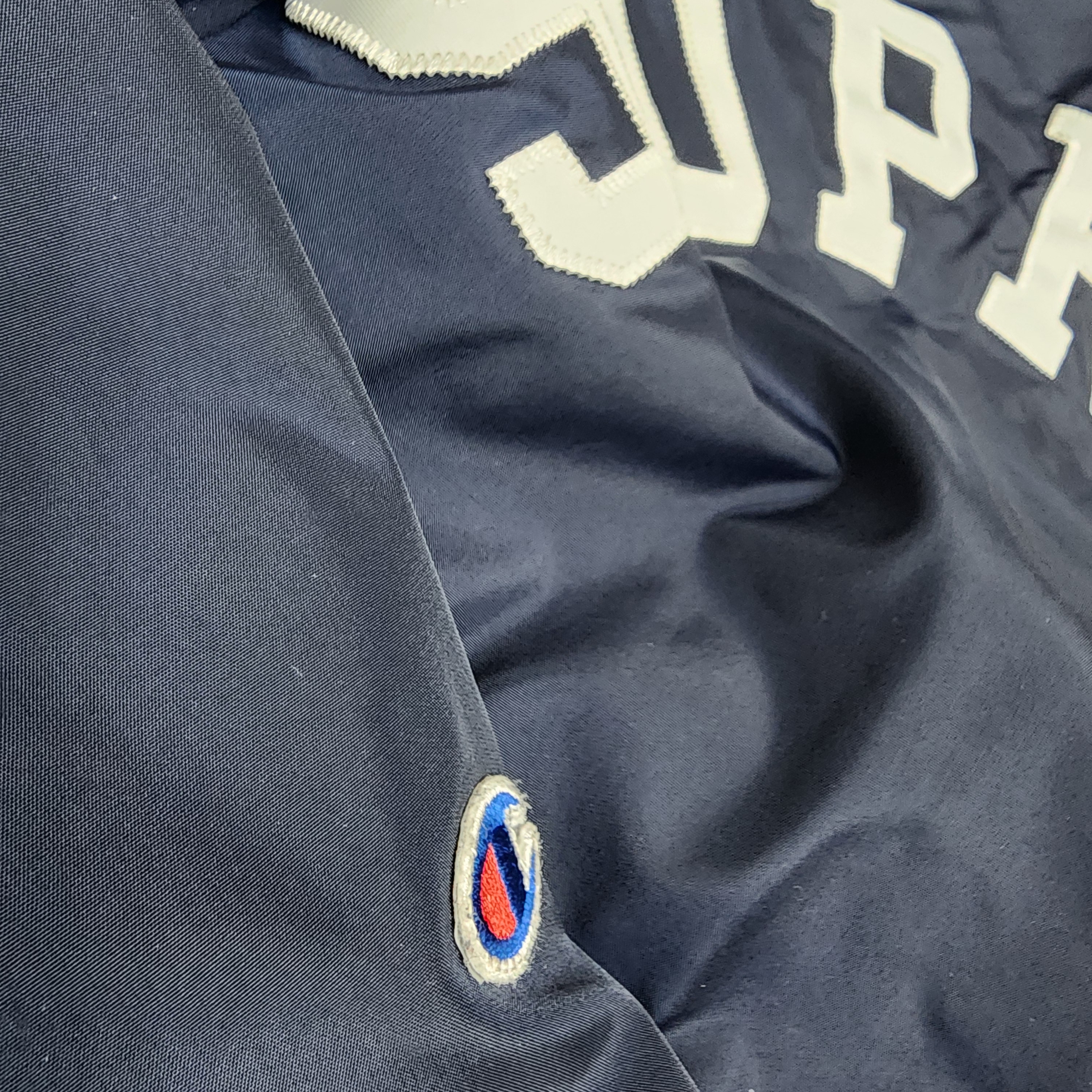 Supreme x Champion Coaches Jacket Navy - 24SS 착용 스타일