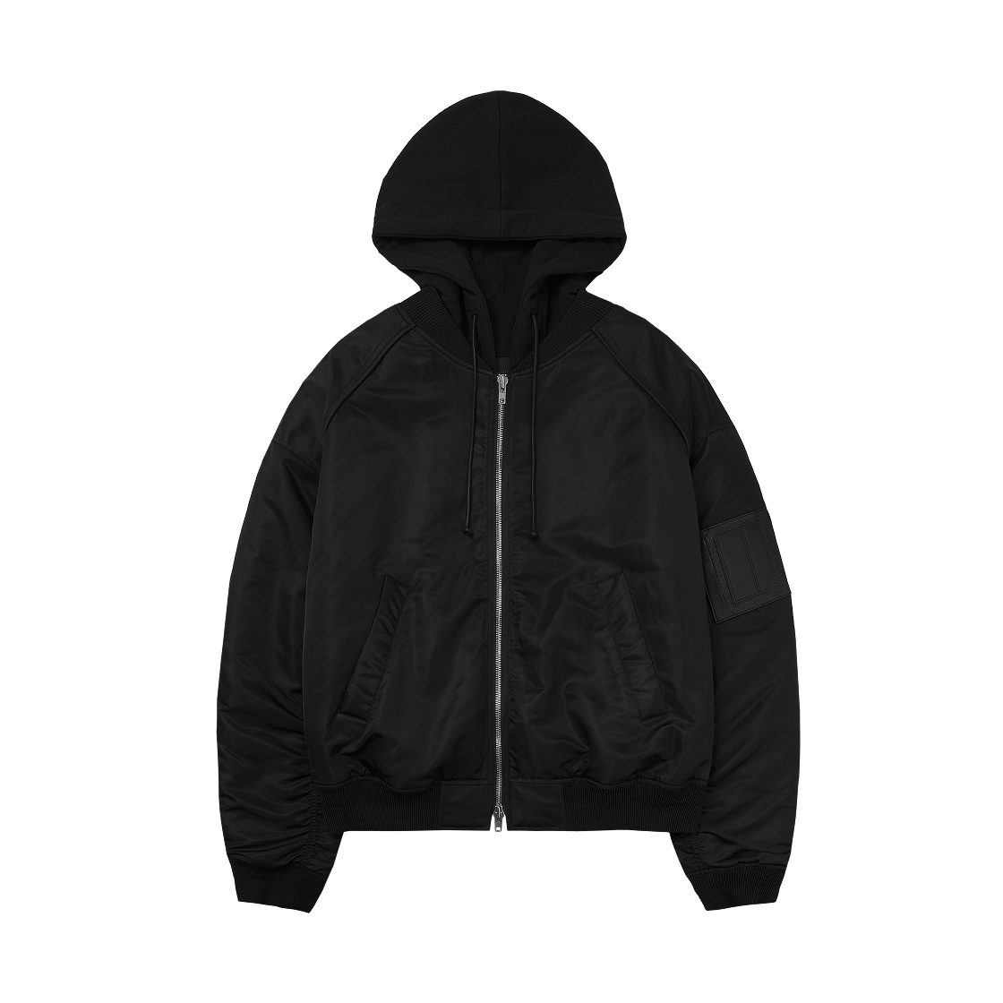 준지 시그니쳐 후드 디테처블 나일론 MA-1 점퍼 블랙 - 25FW(Juun.J Signature Hooded Detachable Nylon MA-1 Jumper Black - 25FW)