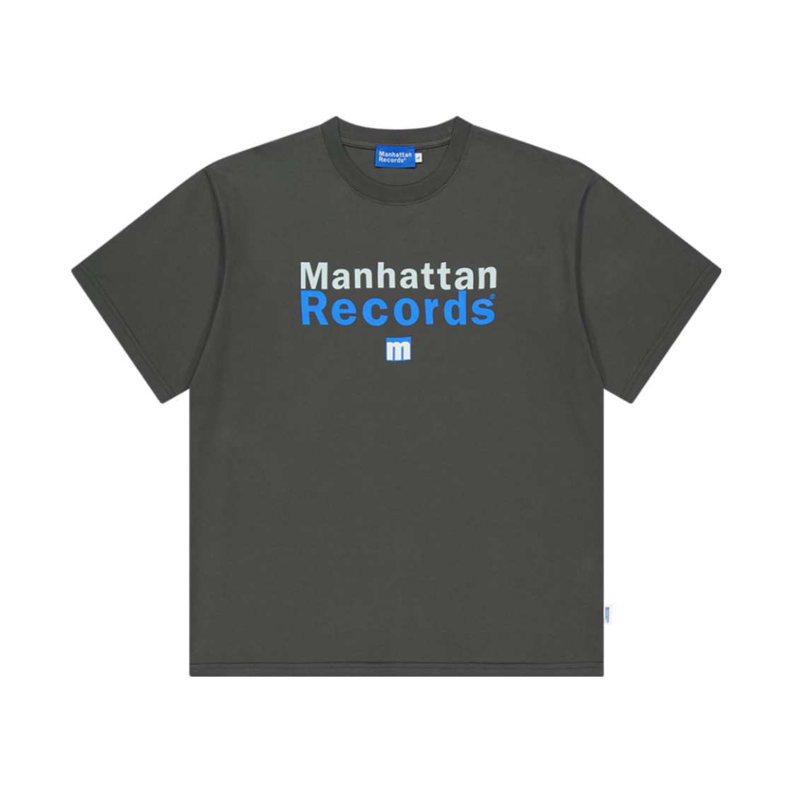 MR25SS015CH Manhattan Records Classic Box Logo T-shirt - Charcoal