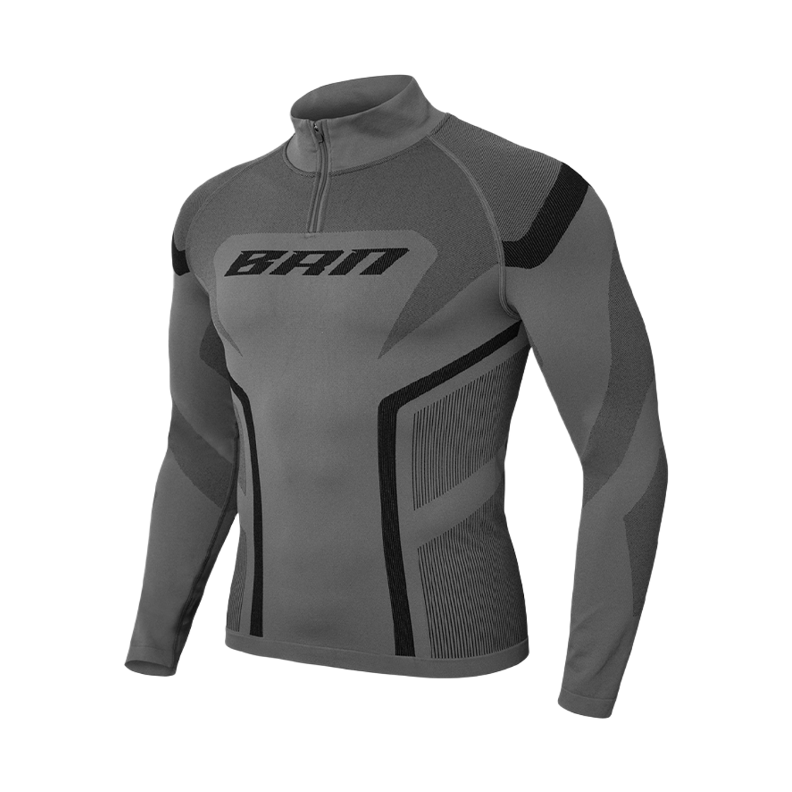 BG3MLT123CH BORN TO WIN BRN Eclipse Seamless Half Zip Up Long Sleeve Charcoal