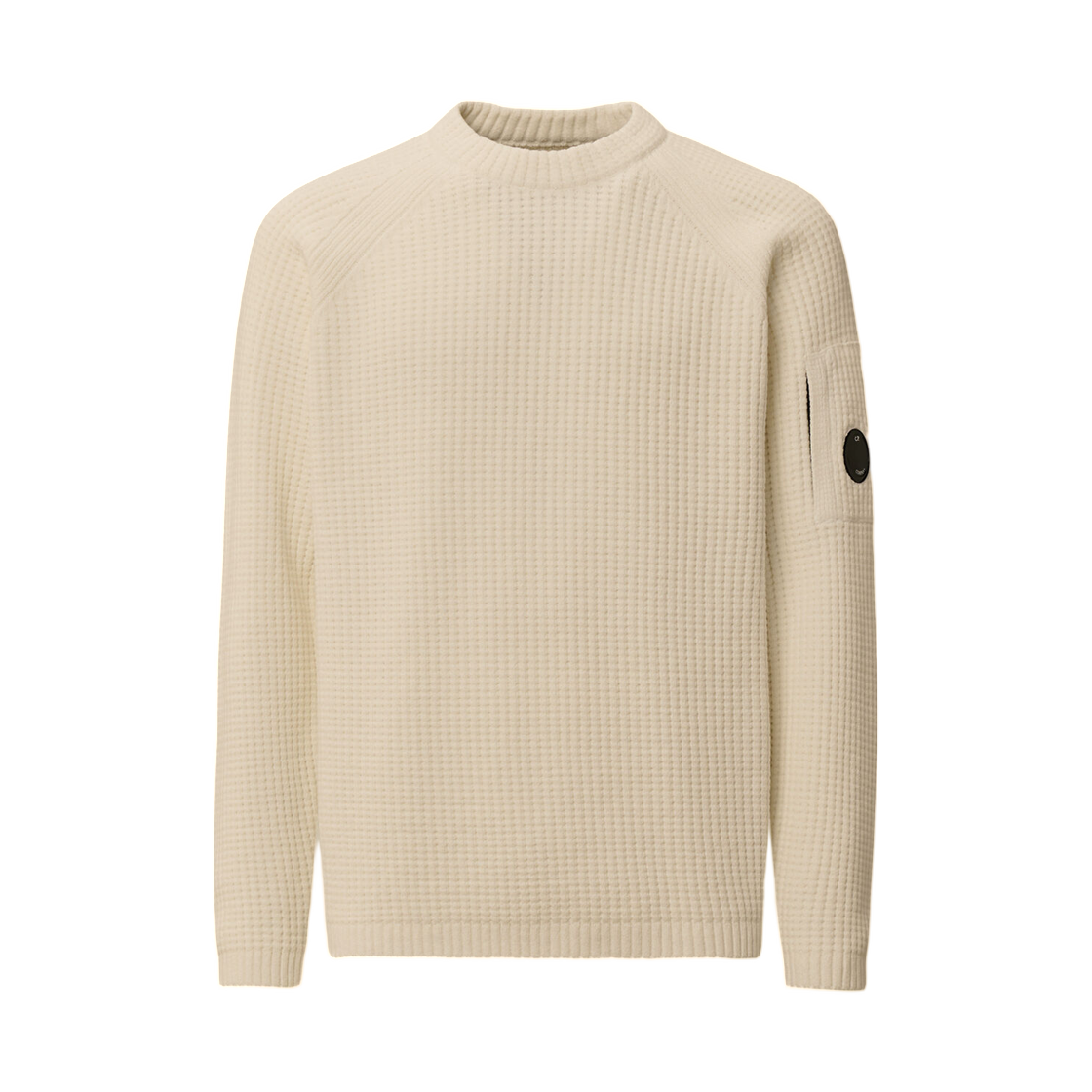 19CMKN023A005558G103 C.P. Company Cotton Chenille Crewneck Lens Sweater Gauze White - 25FW