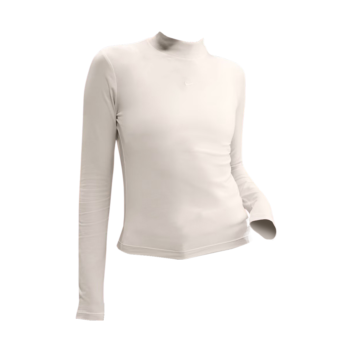 (W) 나이키 NSW 칠 니트 슬림 롱슬리브 모크넥 티셔츠 페일 아이보리 - 아시아((W) Nike NSW Chill Knit Slim Long Sleeve Mock-Neck T-Shirt Pale Ivory - Asia) - 1