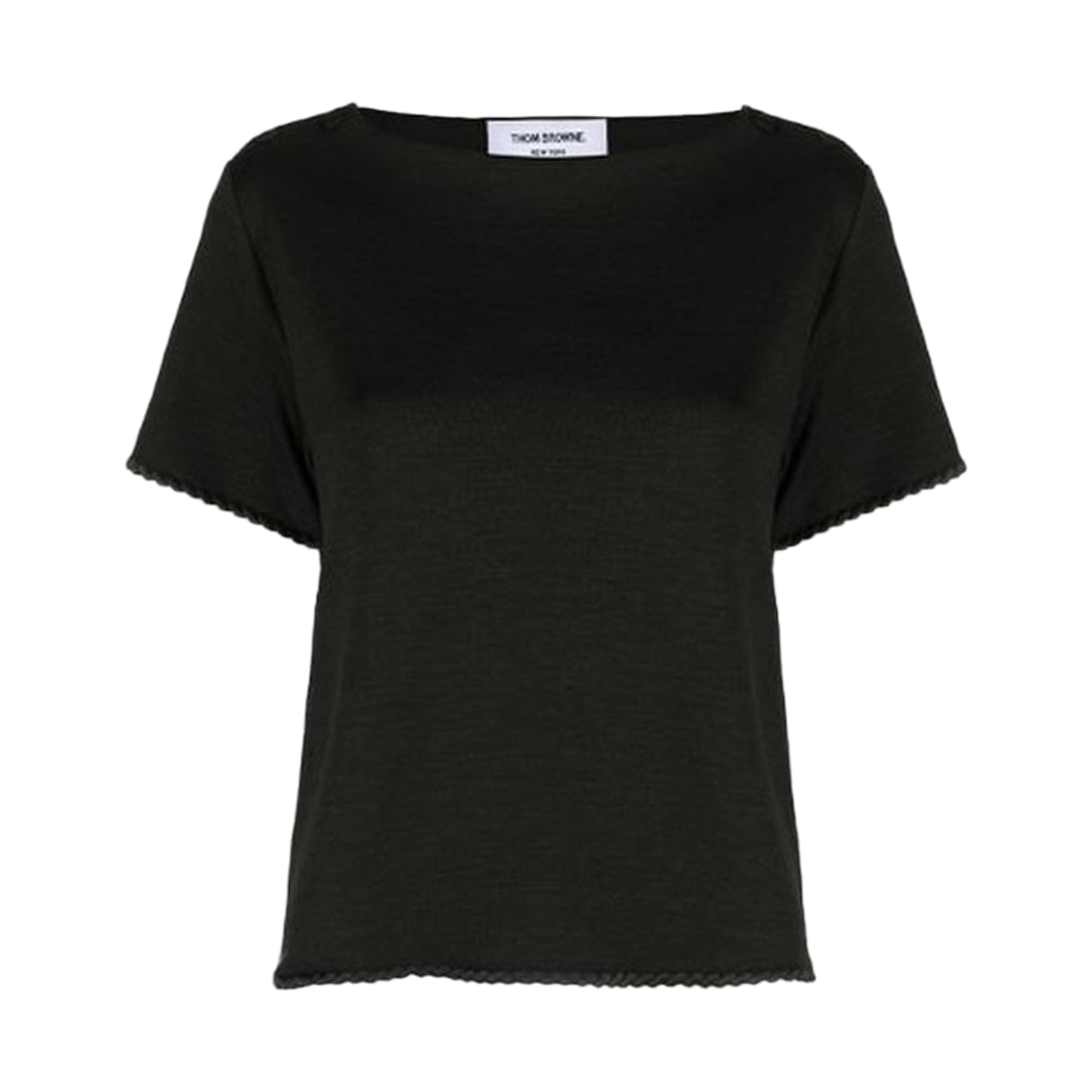 FJS148E-05596-001 (W) Thom Browne Tonal Rope Silk Cotton T-Shirt Black