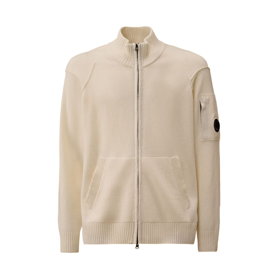 C.P. 컴퍼니 램스울 GRS 풀 집 스웨터 거즈 화이트 - 25FW(C.P. Company Lambswool GRS Full Zip Sweater Gauze White - 25FW) - 1