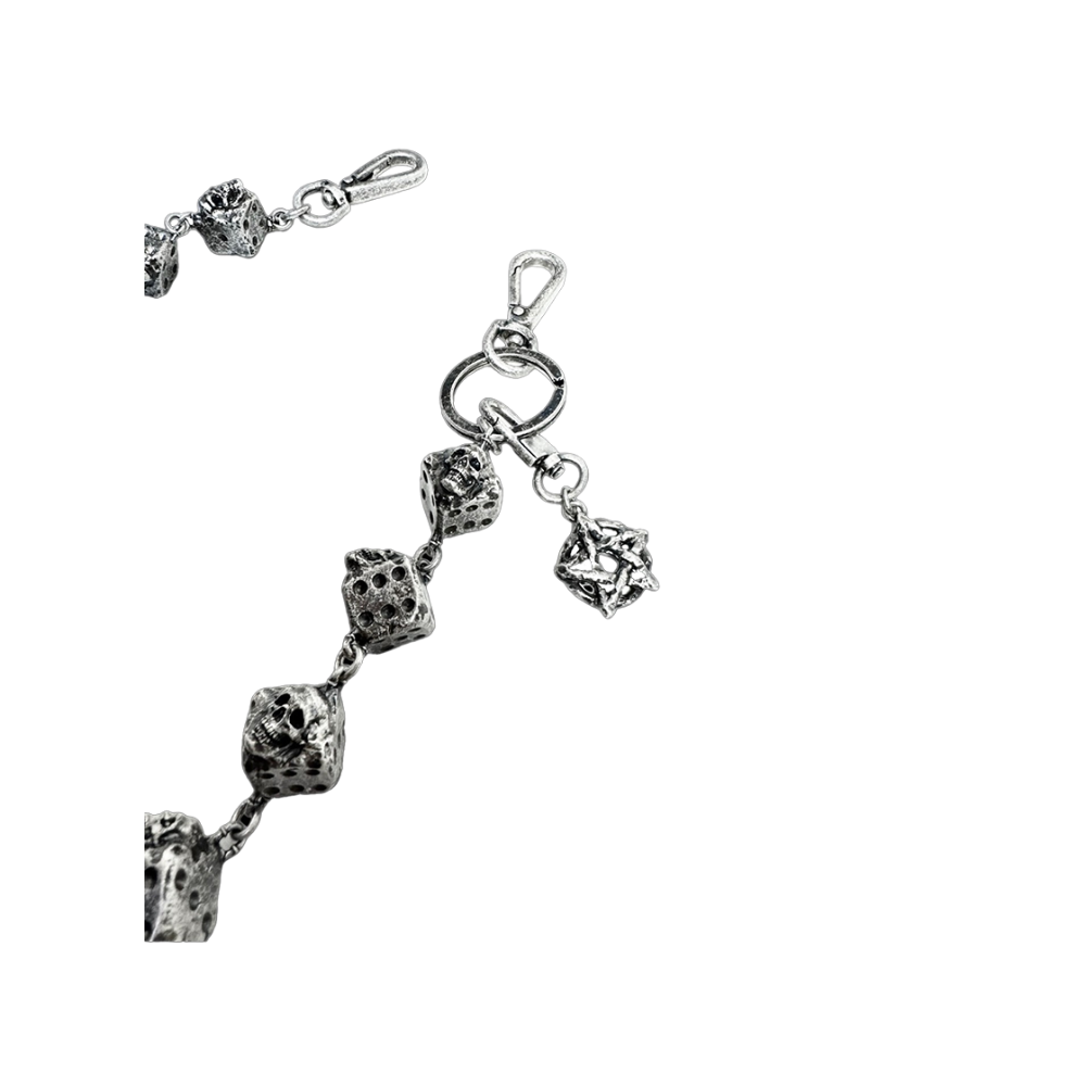 프리오더] 에모스탠스클럽 스컬 다이스 15 링크 체인 앤틱 실버