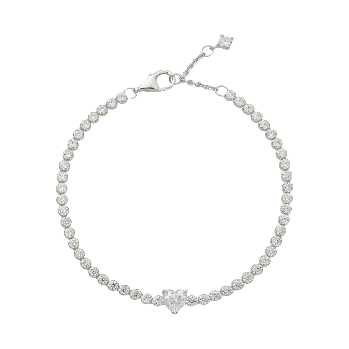 (W) 판도라 스파클링 하트 테니스 브레이슬릿 스털링 실버 클리어((W) Pandora Sparkling Heart Tennis Bracelet Sterling Silver Clear)