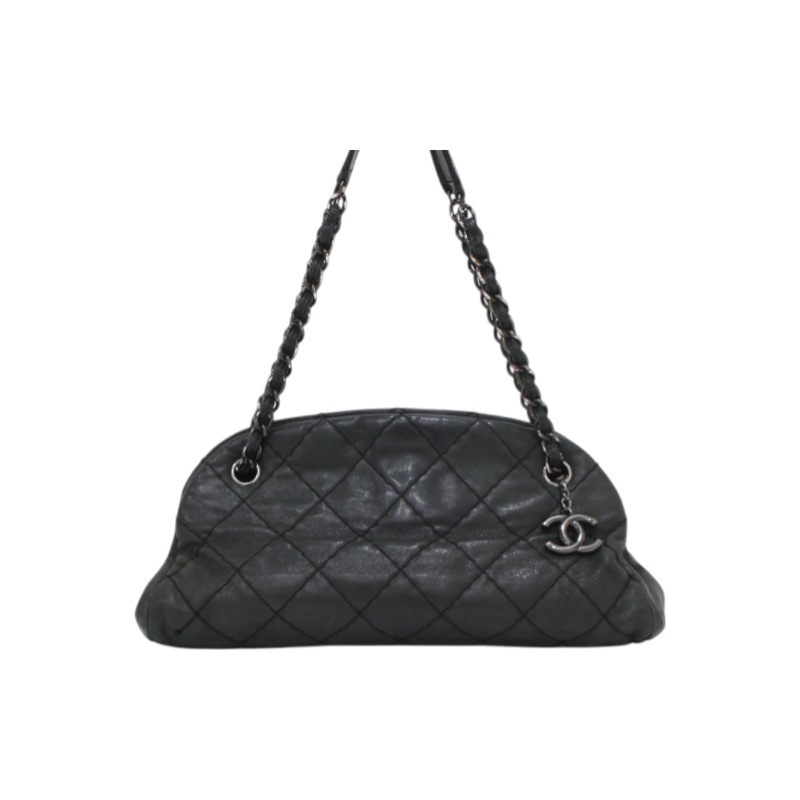 ITFADC6V9HSD Chanel A49854 Dark Green Mademoiselle Bowling Medium Chain Tote & Shoulder Bag