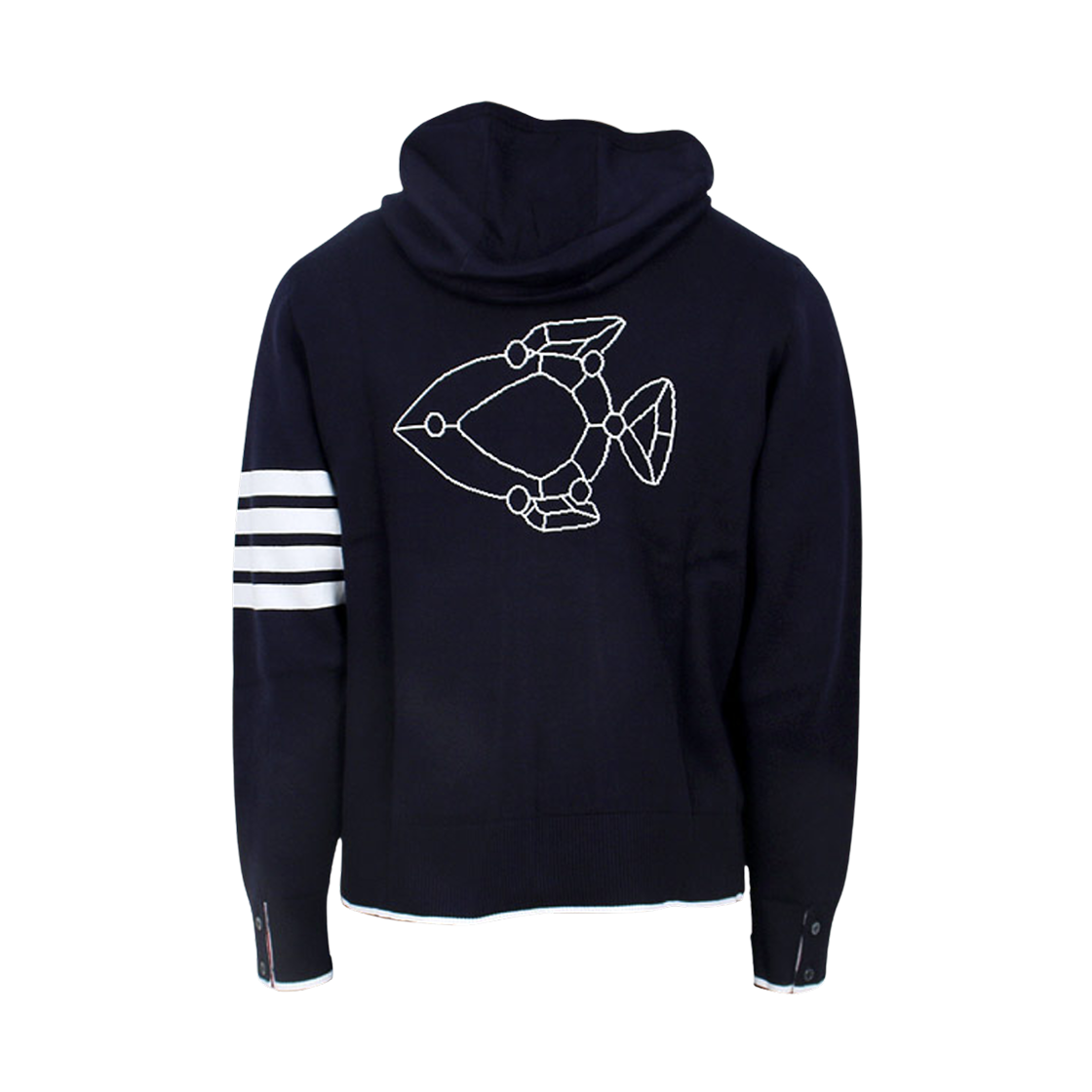 톰브라운 피쉬 아이콘 사선 집업 후드 네이비(Thom Browne Fish Icon 4-Bar Zip Up Hoodie Navy) - 2
