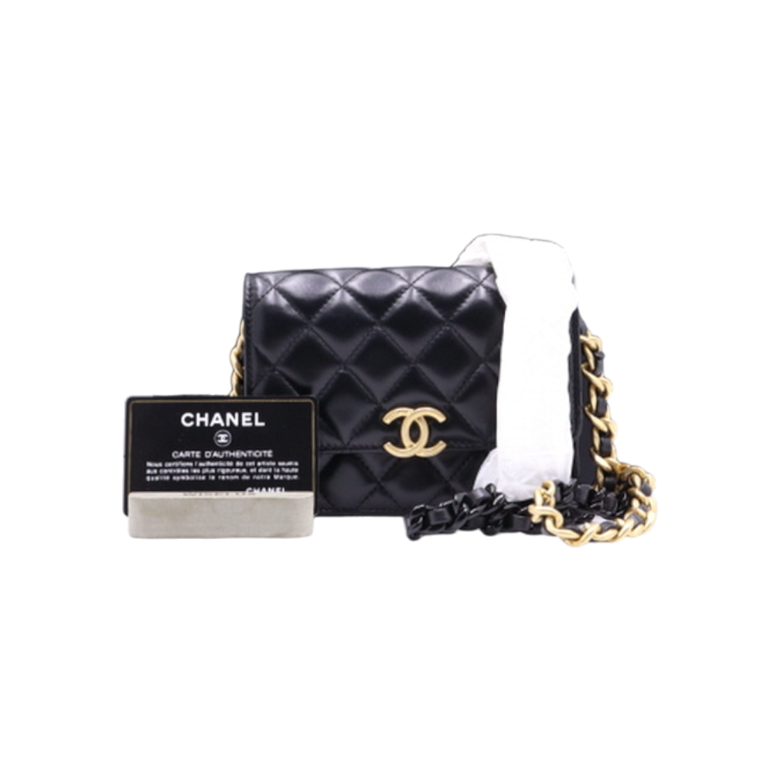 ITV6BL3SRPEF Chanel Black Lambskin Gold CC Flap Shoulder and Crossbody Bag