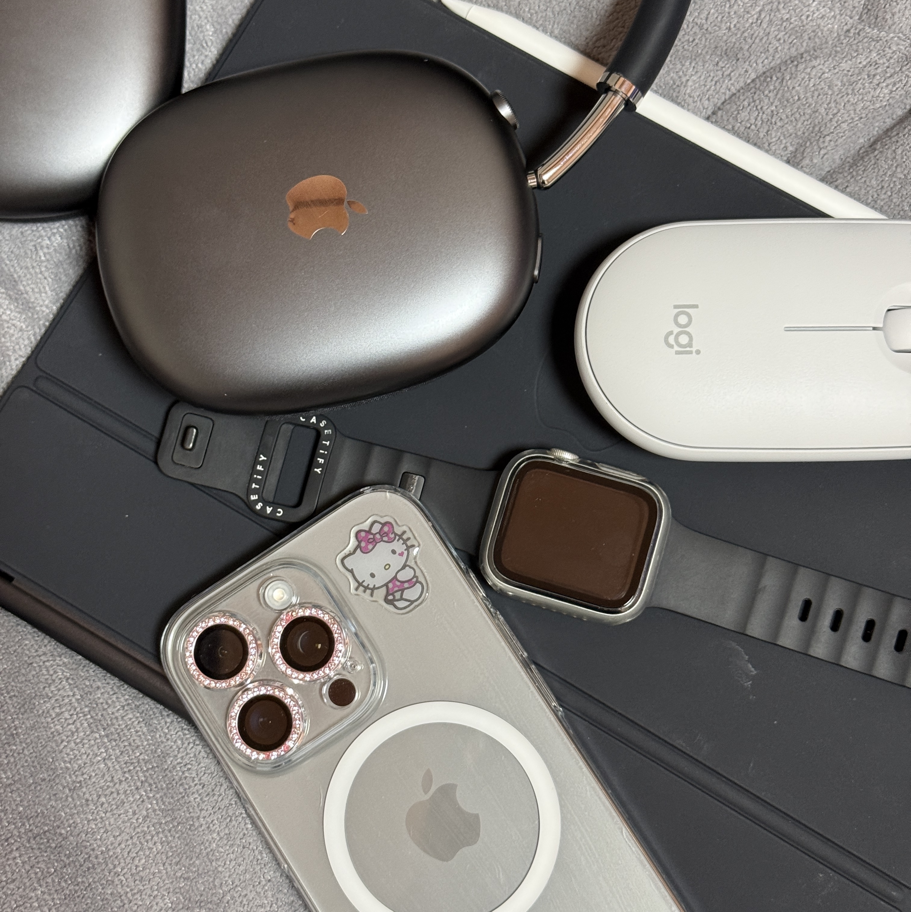 Apple iPhone 16 Pro 256GB Natural Titanium (Korean Ver.), Apple iPad Pro 5th Gen 11-inch Wifi 256GB Standard Glass Silver (Korean Ver.) 착용 스타일 - 1
