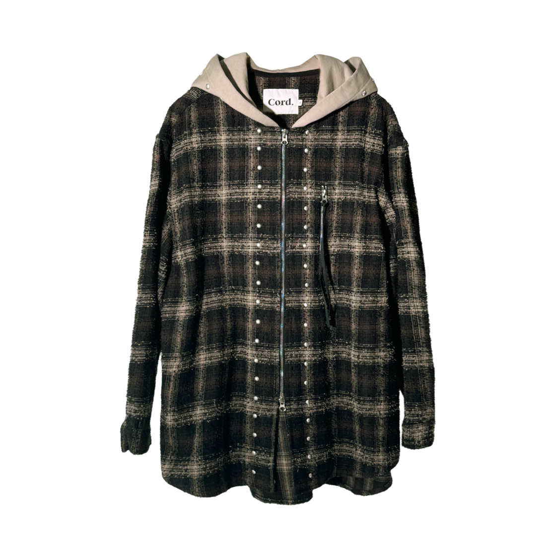 코드 지퍼포켓 후디드 스터드 셔츠 더티 브라운(Cord Zip-Pocket Hooded Stud Shirt Dirty Brown)