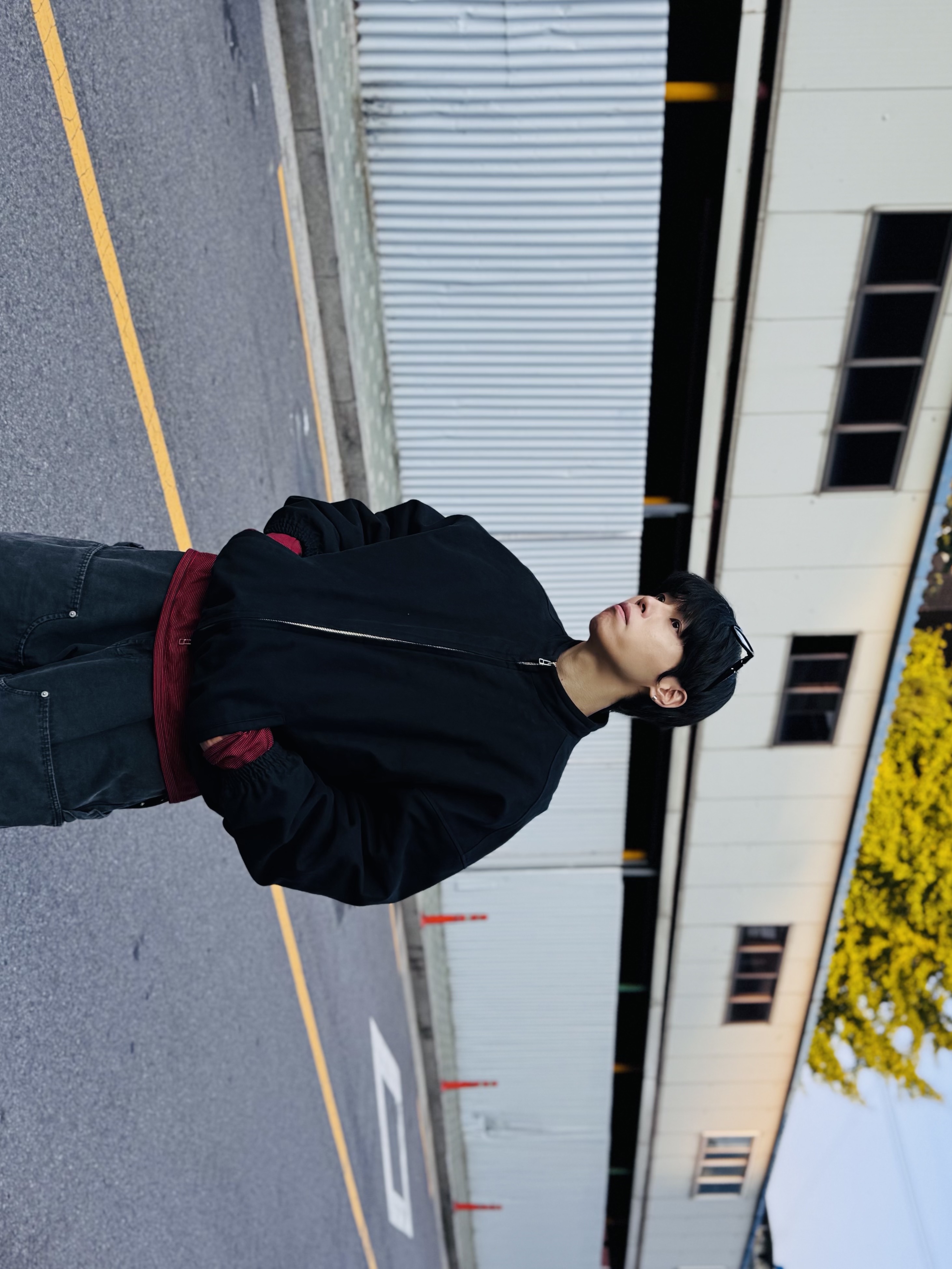 Nonnod Moleskine Bomber Jacket Matt Black, Nonnod Double Knee Cover Pants Vintage Black 착용 스타일 - 2